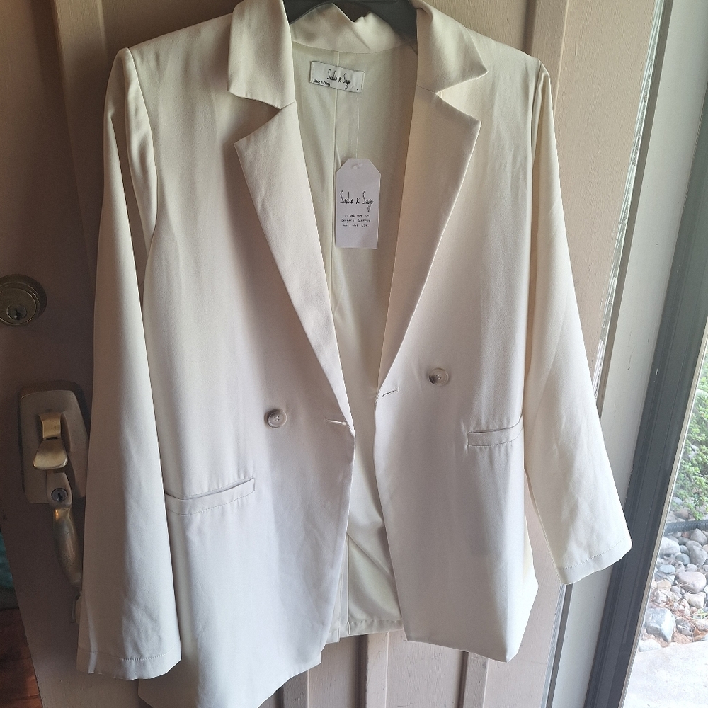 NWT Sadie & Sage Classic Career Wear Ivory Blazer Small
